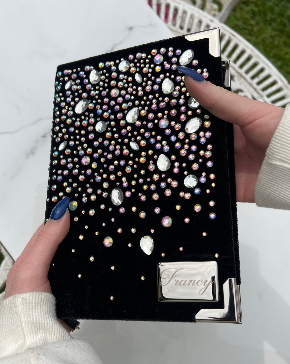 Bíblia Chuva de Bênçãos Veludo Preto - Pedrarias ab cristal-furta cor