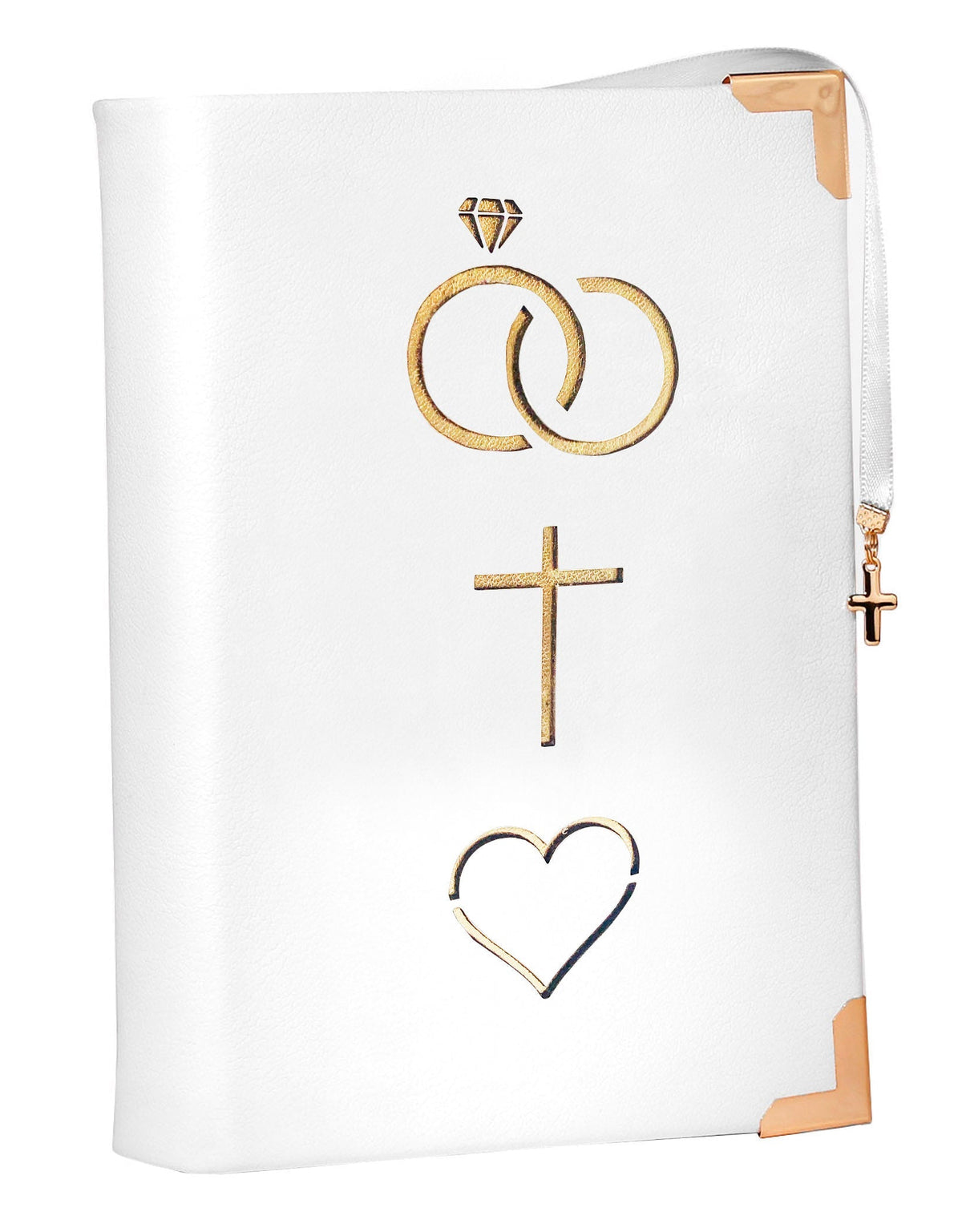 Bíblia Couro Legítimo Branco para Casamento