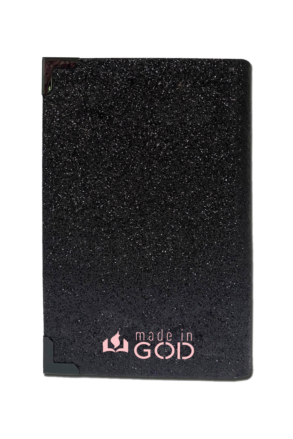 Bíblia Glitter Mar Negro com Nome personalizado em Rosa