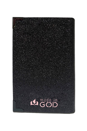 Bíblia Glitter Mar Negro com Nome personalizado em Rosa