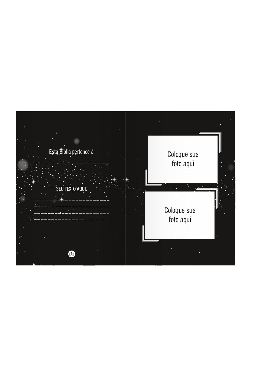 Bíblia Glitter Mar Negro com Nome personalizado em Rosa