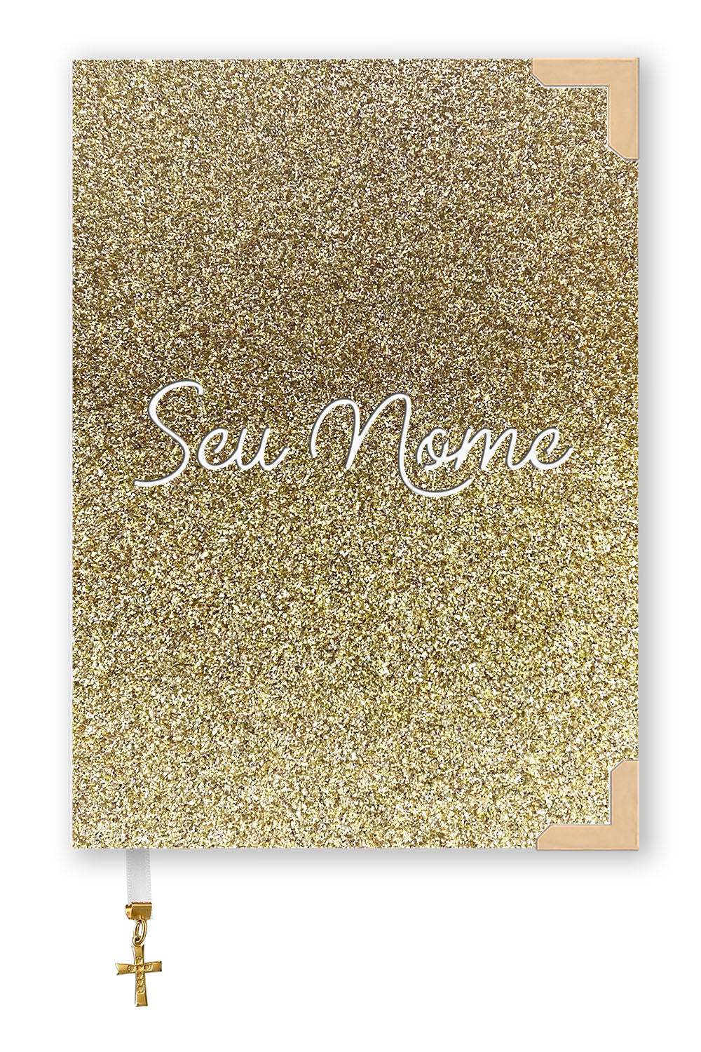 Bíblia Glitter Dourado com Nome Personalizado