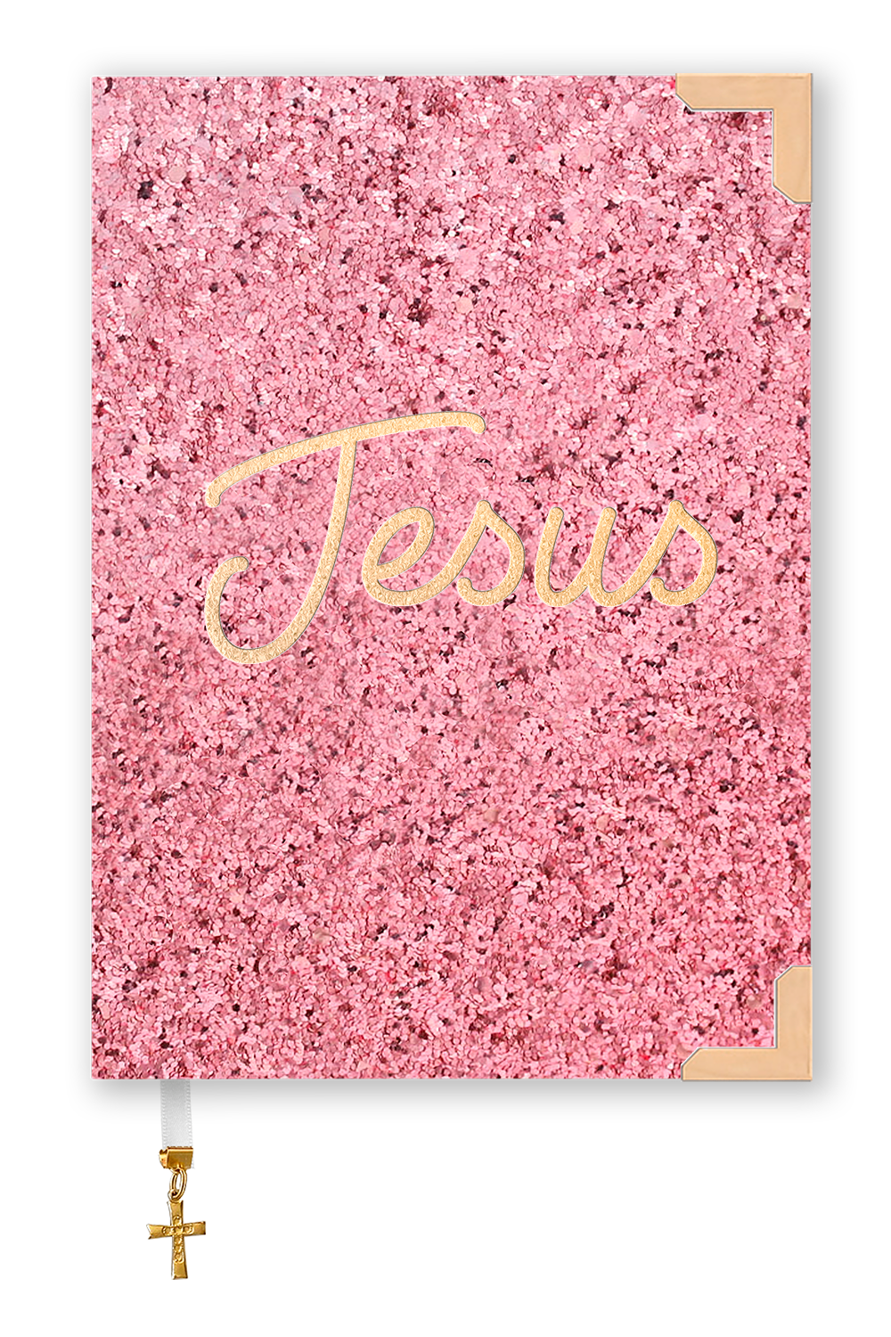Bíblia Glitter Rosa com Nome Personalizado