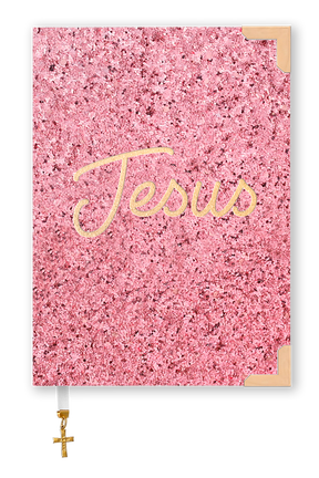 Bíblia Glitter Rosa com Nome Personalizado