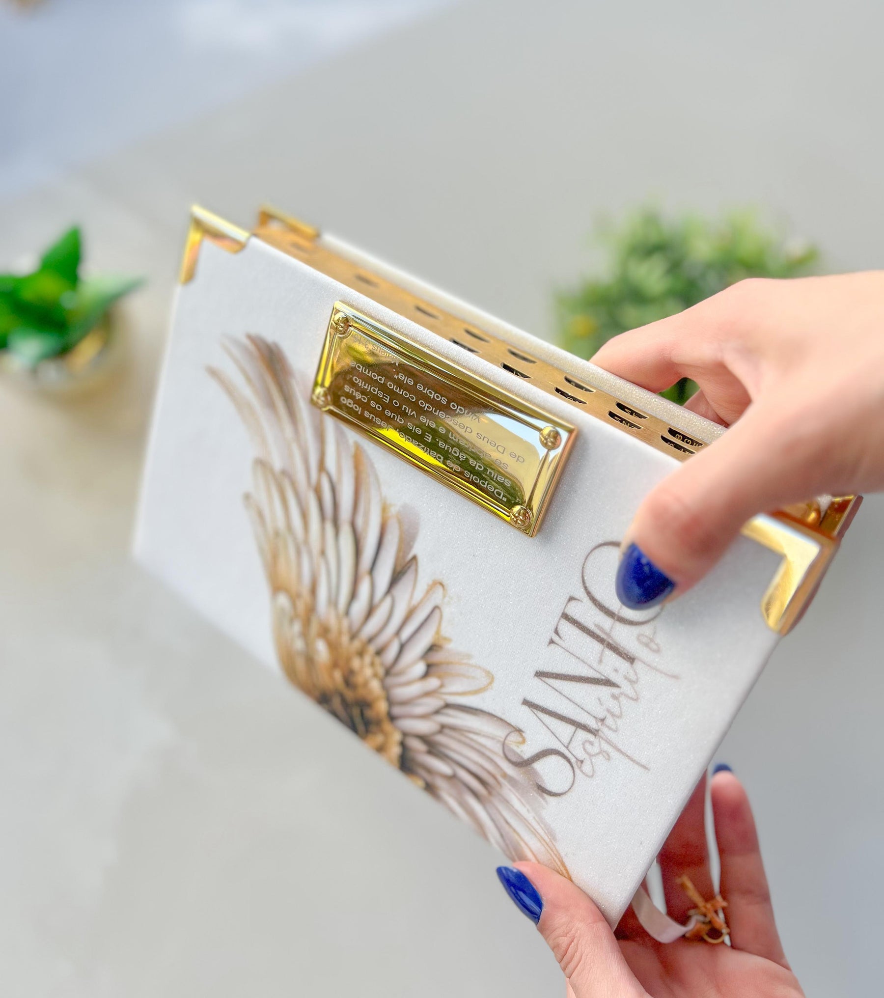 Black Bíblia Glitter Branco SANTO ESPÍRITO Dourado