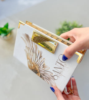 Black Bíblia Glitter Branco SANTO ESPÍRITO Dourado